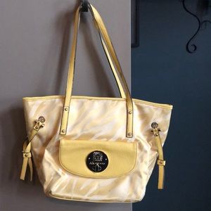 Yellow and White Anne Klein Tote Purse